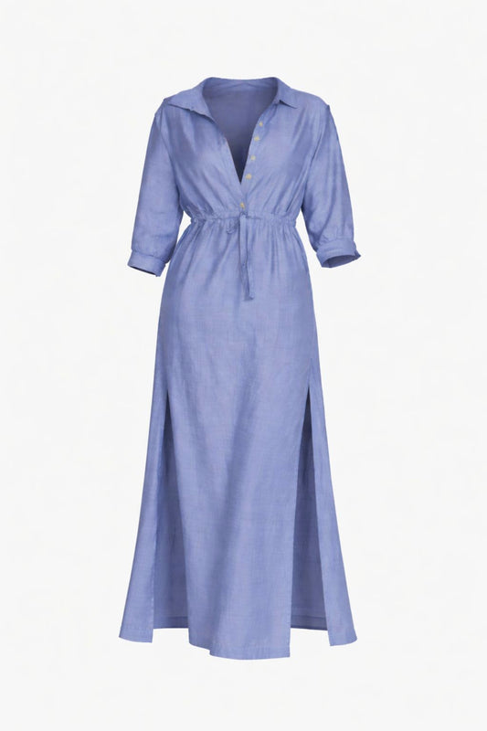 Vestido azul de lino